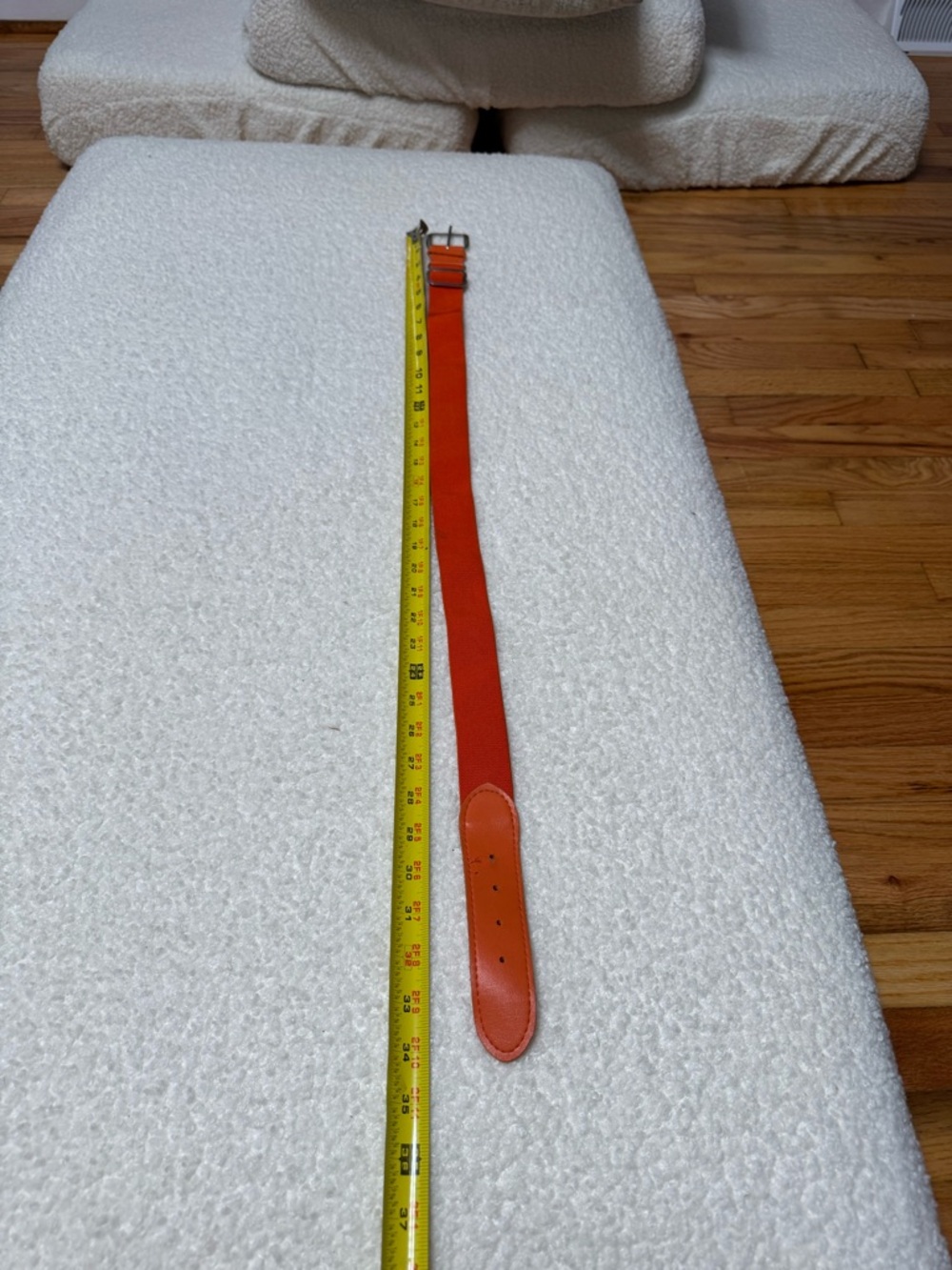 Orange Leather and Fabric Belt